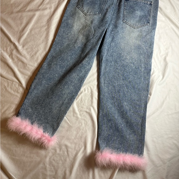 Pretty Garbage Faux Fur Jeans. Fit closer to size 10. Detachable fur for washing - Picture 6 of 6